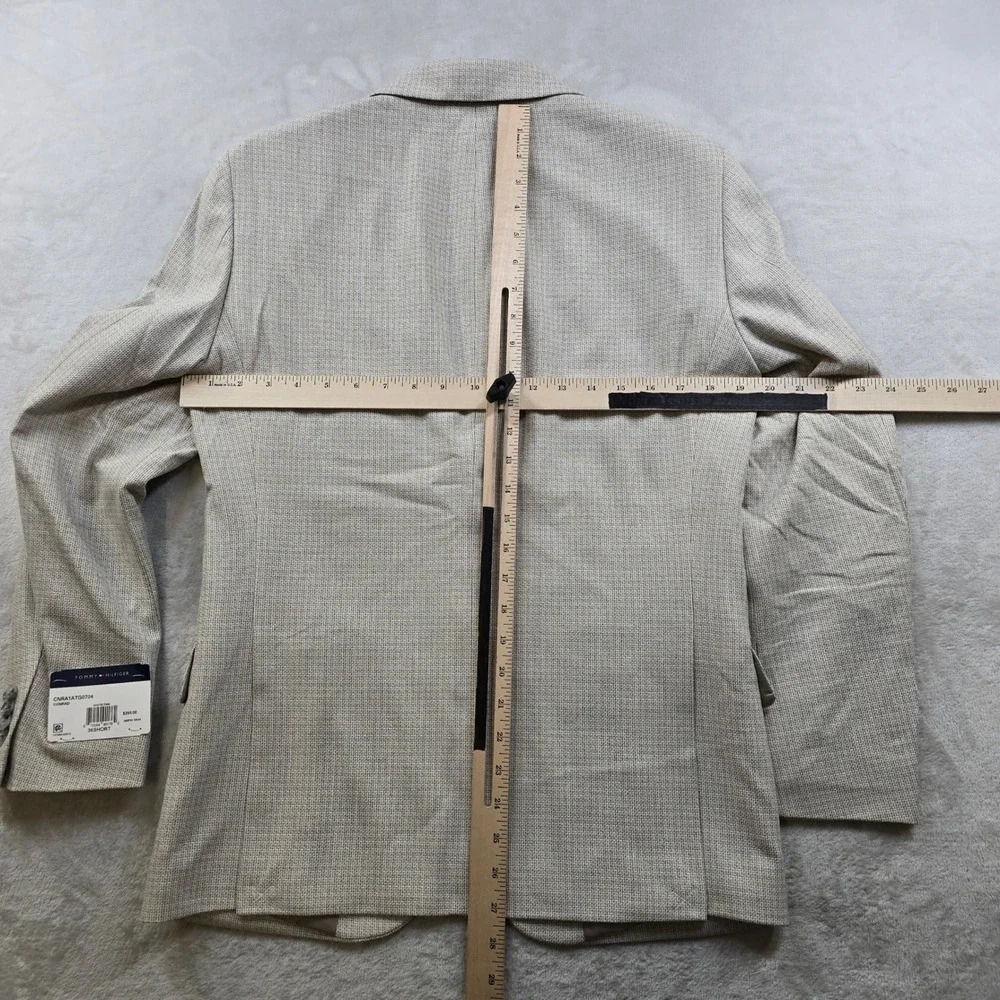 Tommy‎ Hilfiger Modern Fit Sport Coat Mens 36S White Tan Beige Check Blazer NEW